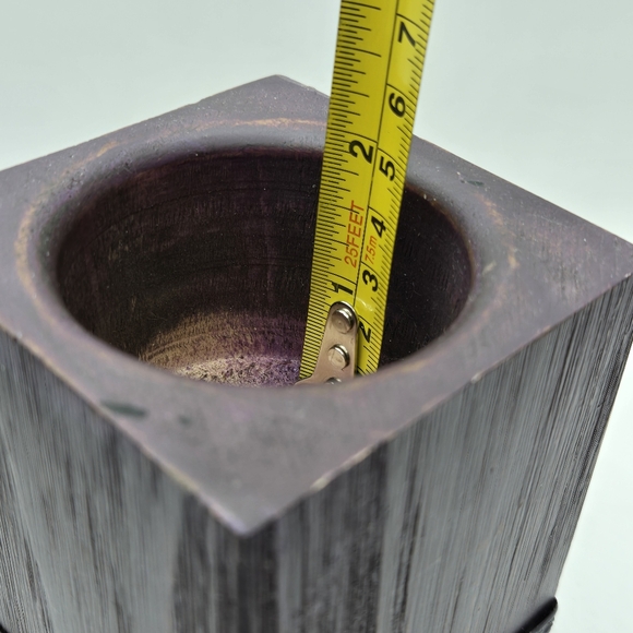 Pair Of Wooden Sugar Mold Wood Candle Holder Primitive Dark Purple 5" H - Picture 16 of 16